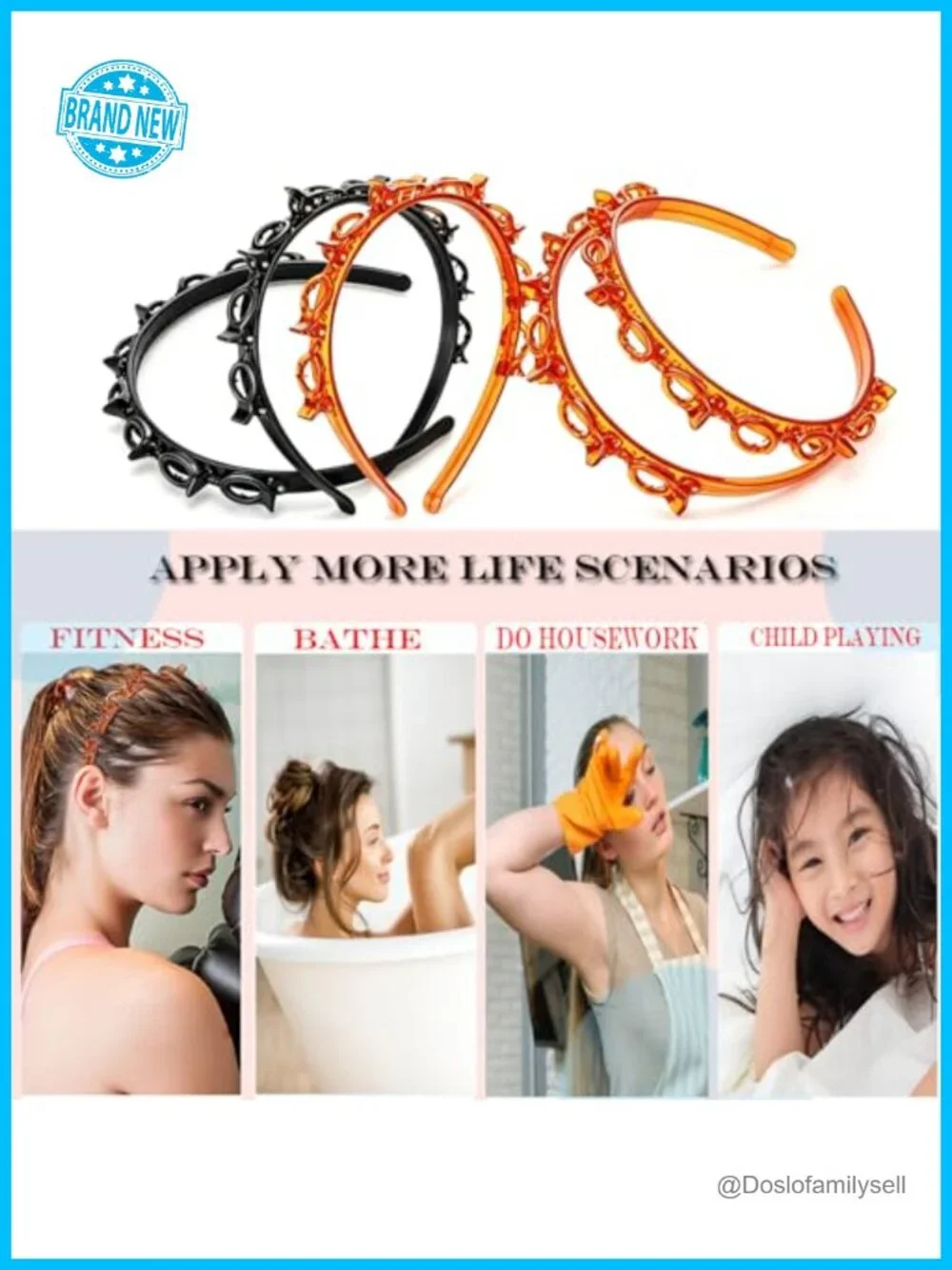 Double-Layer Hollow Braiding Headband with Clips, Non-Slip Bangs Holder, Hair
